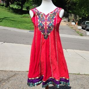 Pooja Creations Royal Red Sleeveless Dress